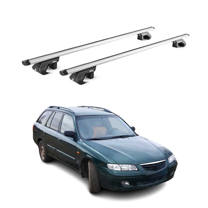 Dachträger Grundtäger für Mazda 626 GW Kombi 1998-2002 5 tür 90kg Alu Silber ABE