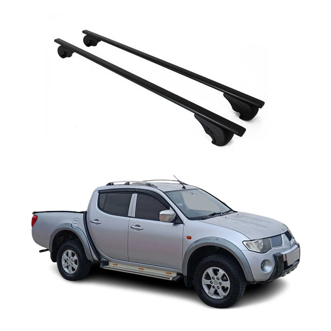 Dachträger Grundtäger für Mitsubishi L200 2005-2015 75kg Metall Schwarz 2 tlg