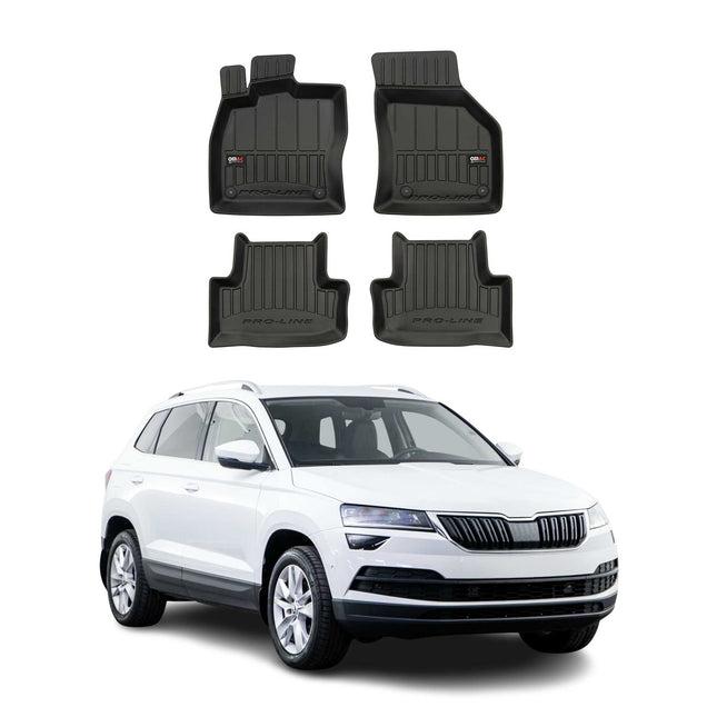 OMAC Gummi Fußmatten für Skoda Karoq 2017-2026 Premium TPE Automatten Schwarz 4x