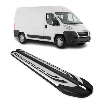 Trittbretter Seitenschweller für Citroen Jumper 2006-2013 Mittel L2 Alu Schwarz