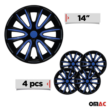 4x Radblenden Radkappen Radzier für 14" Zoll Stahlfelgen Schwarz Dunkel Blau