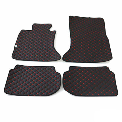 Fußmatten Leder Automatten für BMW 5er F10 2010-2017 Kunstleder Schwarz Rot 4tlg