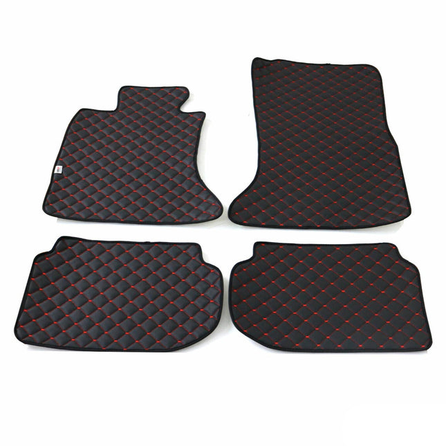 Fußmatten Leder Automatten für BMW 5er F10 2010-2017 Kunstleder Schwarz Rot 4tlg