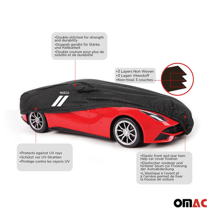 SPARCO Auto Schutzhülle Autoabdeckung Schwarz Vollgarage Abdeckung Autogarage XL