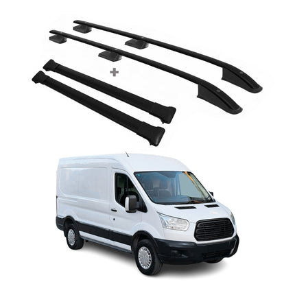 Dachreling + Dachträger für Ford Transit 2015-2026 L2 Mittel  Alu Schwarz