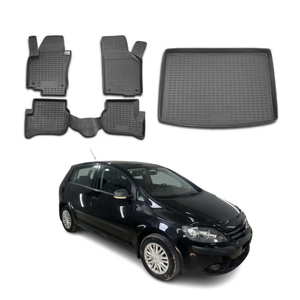 Fußmatten & Kofferraumwanne Set für VW Golf Plus 2004-2014 5tür TPE Schwarz