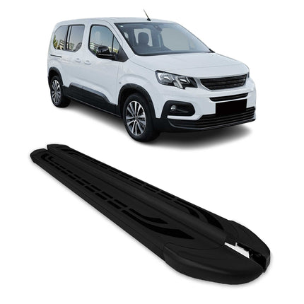 Trittbretter Seitenschweller für Peugeot Rifter 2018-2026 Kombi L2 Schwarz 2 tlg