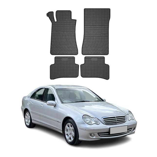 OMAC Gummi Fußmatten für Mercedes C Klasse W203 2000-2007 Automatten Schwarz 4x