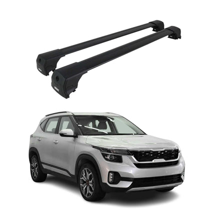 Dachträger Grundtäger für Kia Seltos 2019-2026 75kg Aluminium Schwarz 2 tlg