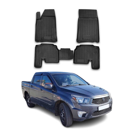 OMAC Gummimatten Fußmatten für Ssangyong Actyon Sports 2012-2021 TPE Schwarz 4x