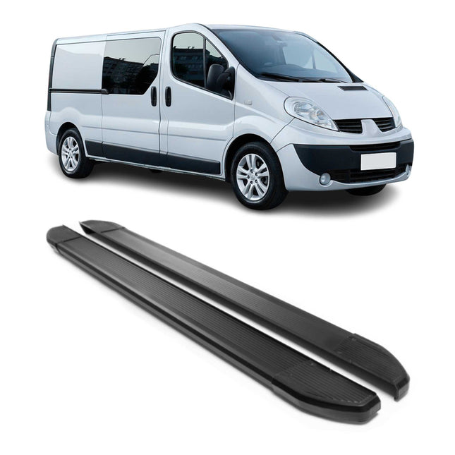 Alu Seitenschweller Trittbretter für Opel Vivaro 2001-2014 L2 Langer Schwarz 2x