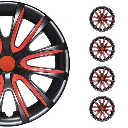 4x 14" Radkappen Radzierblenden Radblenden für VW für Audi für Skoda Schwarz Rot