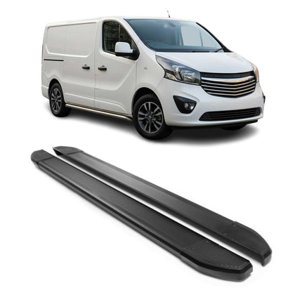 Alu Seitenschweller Trittbretter für Opel Vivaro B 2014-2019 Kurzer Schwarz 2tlg