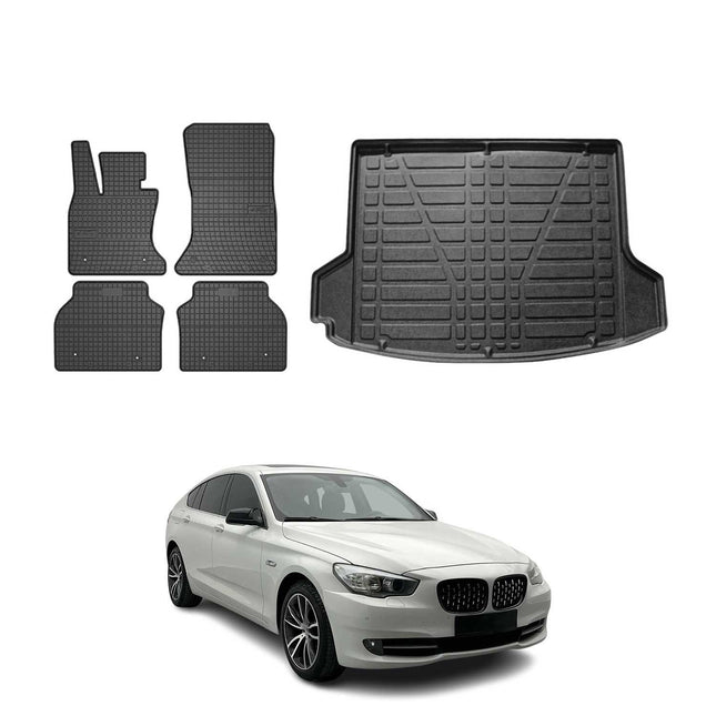 Fußmatten & Kofferraumwanne Set für BMW 5er Gran Turismo 2009-2017 Gummi 5x