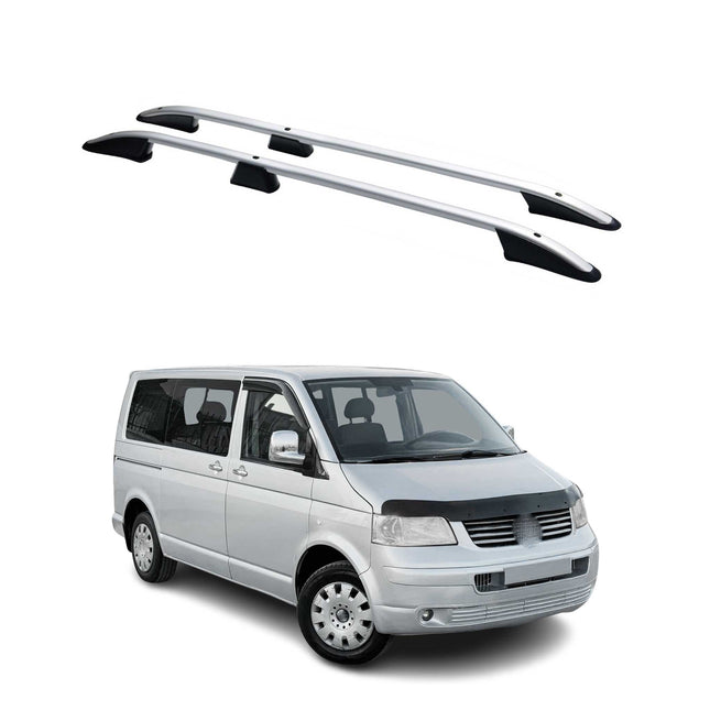 Dachreling für VW T5 T6 Transporter Multivan Caravelle 2003-2024 L1 Alu Silber