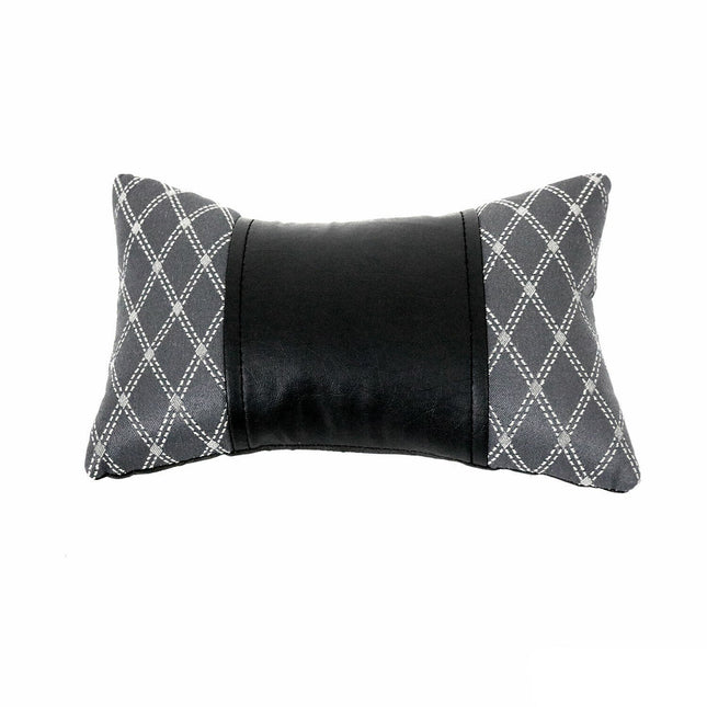KFZ Auto Kopfstütze Sitzkissen Nackenstütze Textil & Leder Schwarz Grau 8x30cm