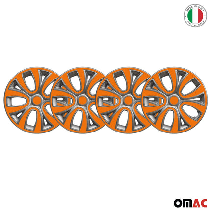 4x Radblenden Radkappen Radzierblenden für 14" Zoll Stahlfelgen Silber Orange