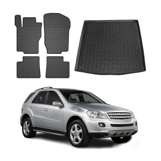 Fußmatten & Kofferraumwanne Set für Fiat Freemont 2011-2016 Gummi Schwarz 5x