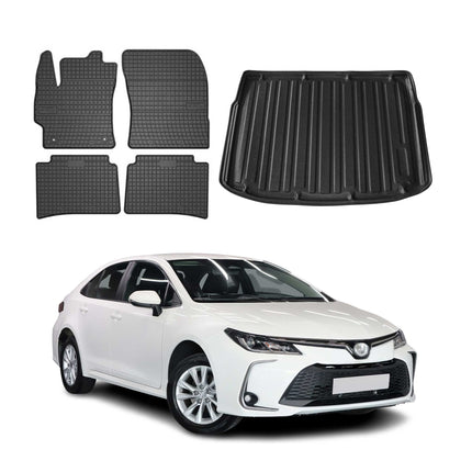 Fußmatten & Kofferraumwanne Set für Toyota Corolla Schrägheck 2019-2026 Gummi 5x