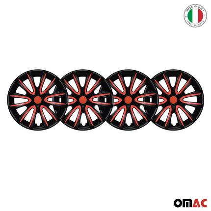 4x Radkappen Radzierblenden Radblenden für 15" Zoll Stahlfelgen Schwarz Rot