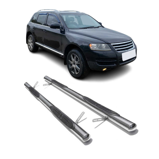 Edelstahl Trittbretter Schwellerrohre für VW Touareg 2003-2017 Edelstahl Silber