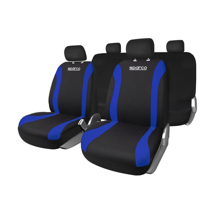 SPARCO Sitzbezüge Schonbezüge Autositzbezüge Universell Schwarz Blau 9 tlg Satz