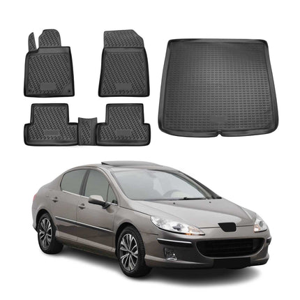 Fußmatten & Kofferraumwanne Set für Peugeot 407 2004-2011 Station Wagon TPE