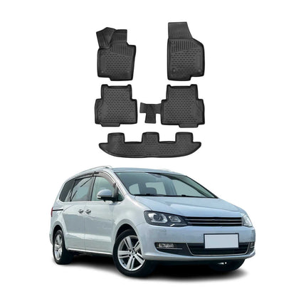 OMAC Gummimatten Fußmatten für VW Sharan 2010-2023 TPE Automatten Schwarz 5x