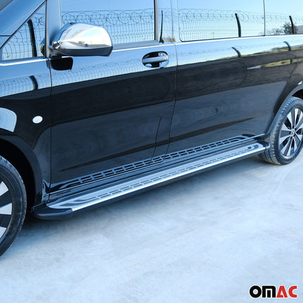 Trittbretter Seitenschweller für BMW X1 2009-2015 Silber Schwarz Aluminium 2 tlg