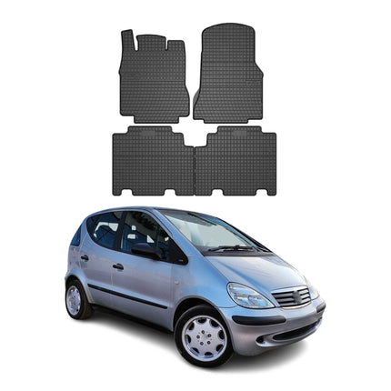OMAC Gummi Fußmatten für Mercedes A Klasse V168 Long 2001-2004 Matten Schwarz 4x