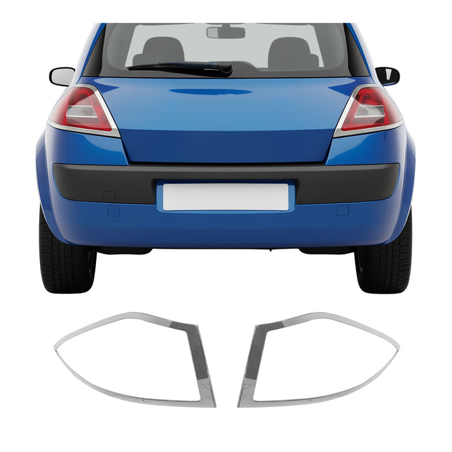 Rücklicht Leisten Heckleuchte für Renault Megane 2 Schrägheck Chrom ABS 2tlg
