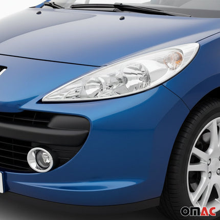 Scheinwerfer Leisten Scheinwerferblende für Peugeot 207 2006-2015 Chrom ABS 2tlg