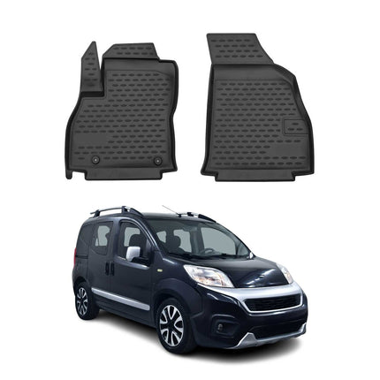 OMAC Gummimatten Fußmatten für Fiat Fiorino Qubo 2008-2021 TPE Matten Schwarz 2x