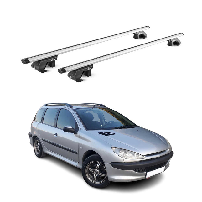 Dachträger Grundtäger für Peugeot 206 Kombi 2001-2009 90kg Alu Silber 2 tlg ABE