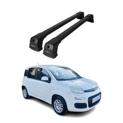 Dachträger Gepäkträger für Fiat Panda 2012-2026 Relingträger Schwarz Alu 2tlg