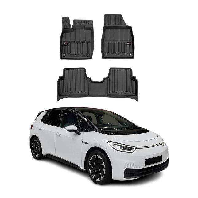 OMAC Gummi Fußmatten für VW ID.3 2020-2026 Premium TPE 3D Automatten Schwarz 3x