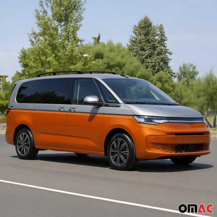 Dachreling für VW Multivan T7 2021-2026 Langer L2 Alu Schwarz 2 tlg