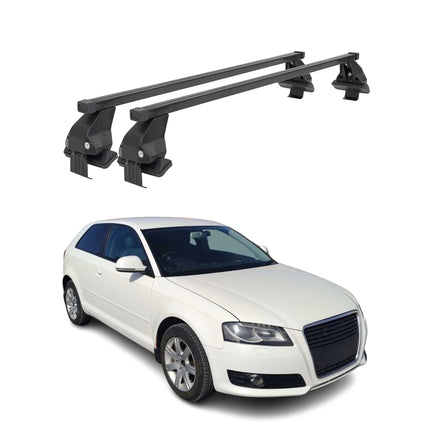 Menabo Dachträger Grundtäger für Audi A3 8P 3tür 2003-2012 50kg Stahl Schwarz 2x