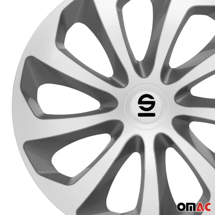 Radkappen Radzierblenden Sparco Sicilia 16" Zoll Abdeckung Set Silber Grau 4x