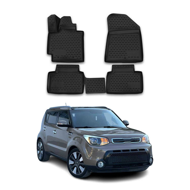 OMAC Gummimatten Fußmatten für Kia Soul II 2014-2019 TPE Automatten Schwarz 4tlg
