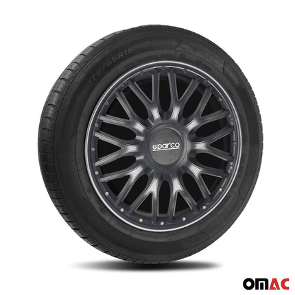 Radkappen Radzierblenden Sparco Roma 15" Zoll Auto Abdeckung Set Grau 4 Stück