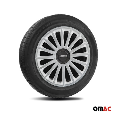 Radkappen Radzierblenden Sparco Treviso 15" Zoll Auto Abdeckung Set Silber 4x
