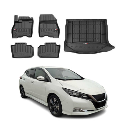 OMAC Fußmatten & Kofferraumwanne Set für Nissan Leaf 2018-2025 Gummi Schwarz 5x
