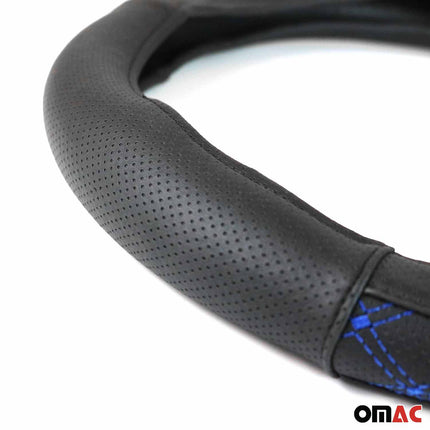 Lenkradbezug Lenkradschoner Lenkrad abdeckung Schwarz Blau Stiche Ø 38-40 cm