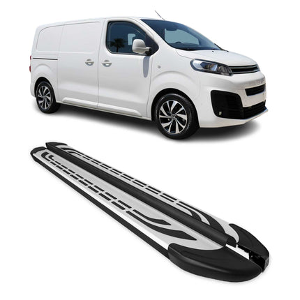 Trittbretter Seitenschweller für Citroen Jumpy 2016-2026 Kurzer Schwarz Alu
