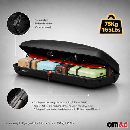 OMAC Dachbox Dachkoffer Gepäckbox 480 Liter Carbonlook Abschließbar Autobox TÜV