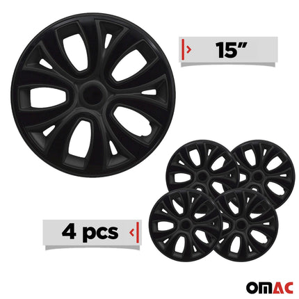 4x Radkappen Radzierblenden Radblenden 15" Zoll Stahlfelgen Matt Schwarz
