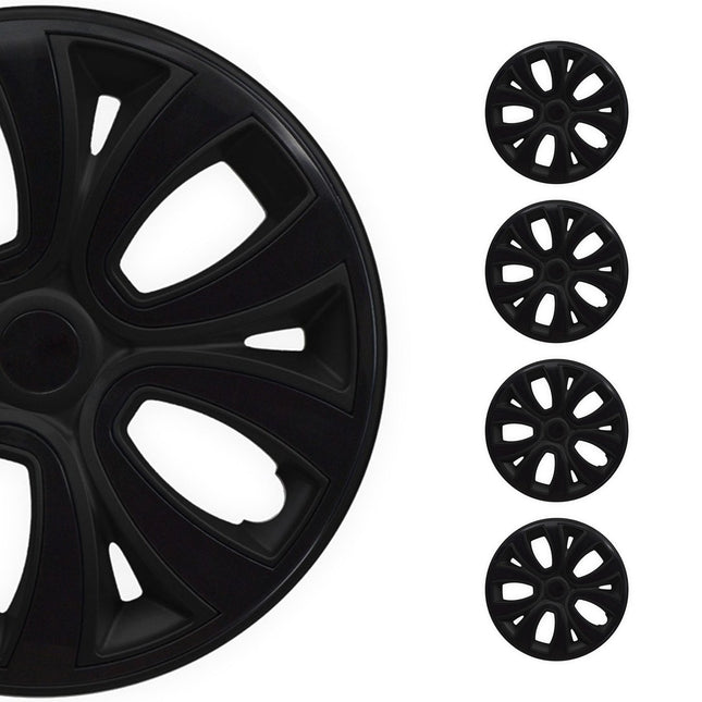 4x Radkappen Radzierblenden Radblenden für 15" Zoll Stahlfelgen Schwarz