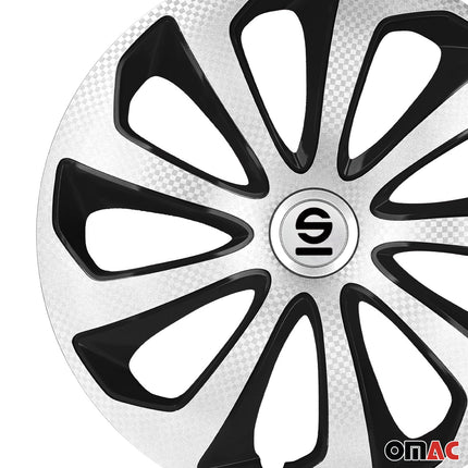 Radkappen Radzierblenden Sparco Sicilia 15" Zoll Auto Silber Carbon Schwarz 4x