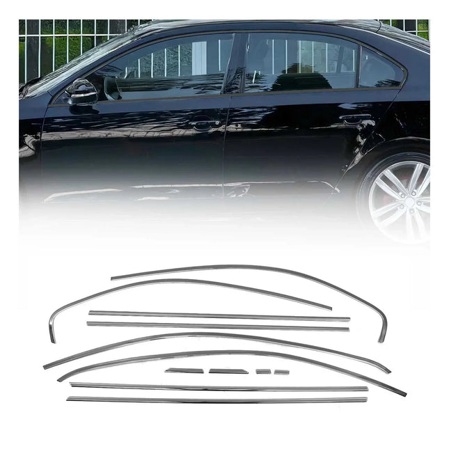 Fensterleisten Zierleisten für VW Jetta 2010-2018 Edelstahl Dunkel 12tlg